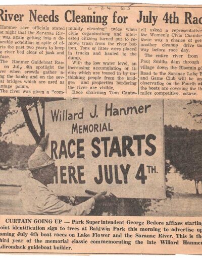 Newspaper Article River needs cleaning for race Hamner Race