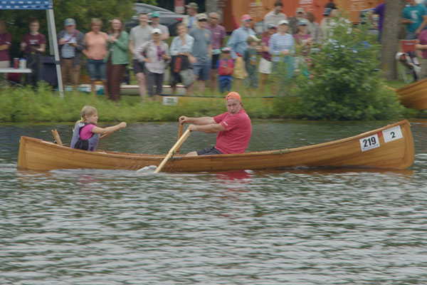 Father and Daughter Rowing Guideboat Hanmer Guideboat Race